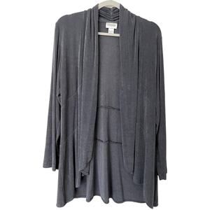 Chico's Travelers‎ Gray Wrinkle Free Long Sleeve Open Front Cardigan Size Large